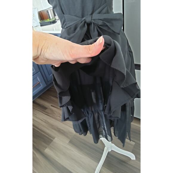 Coquette whimsigoth black midi dress tiered ruffled laced Lolita corsette XS/S - Picture 8 of 8